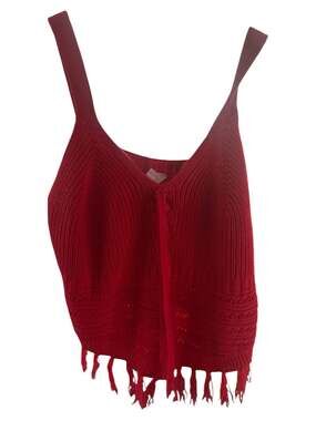 No Boundaries Women's Sweater Tank Top with Fringe Hem, Boho Style, Plus Sizes A
